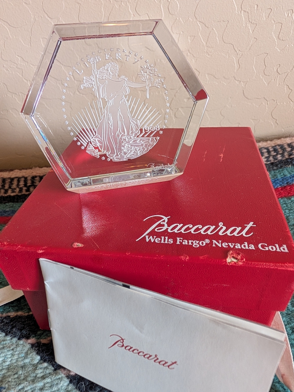 Baccarat Crystal Hexagonal Paperweight - Clear
